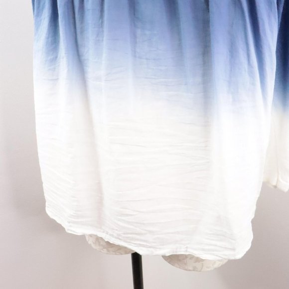 Chico's Women's S/4 Blue White Ombre Linen Cotton Open Front Cardigan Sweater - Picture 8 of 9